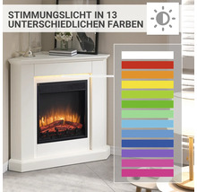 Elektrokamin in Eckausführung mit 13 verschiedenen Stimmungsfarben