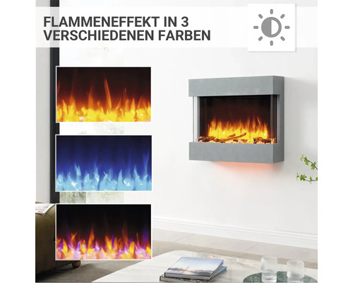 Elektrischer Wandkamin mit Flammeneffekt in drei Farben