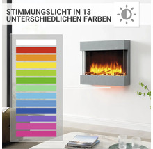 Elektrischer Kamin mit 13 verschiedenen Lichtfarben zur Wandmontage