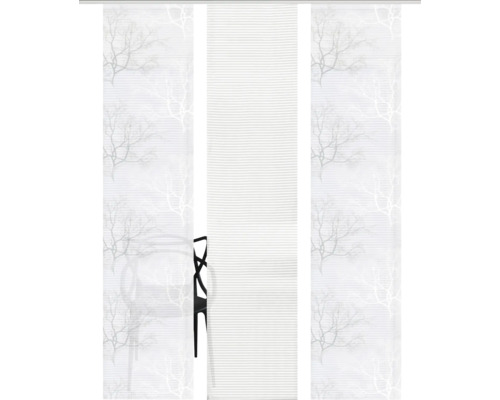 Flächenvorhang mit Baumdesign und Uni-Flächenvorhang