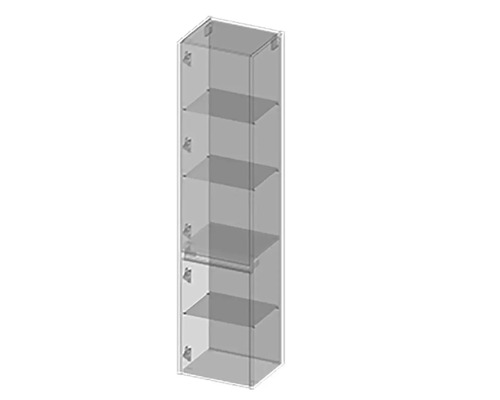 Schmaler Hochschrank mit Regalböden