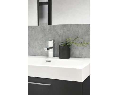 Modernes Badezimmer mit Waschbecken, Armatur und Pflanze