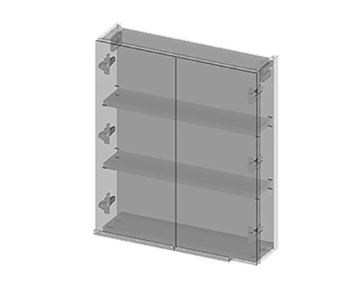 Spiegelschrank mit Regalen und zwei Türen