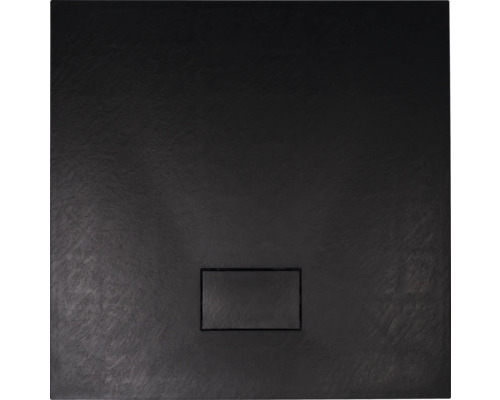 Schwarze Duschwanne mit Ablauf