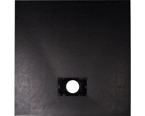 Schwarze Duschwanne mit Ablauf