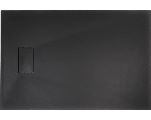 Schwarze Duschwanne mit Ablauf