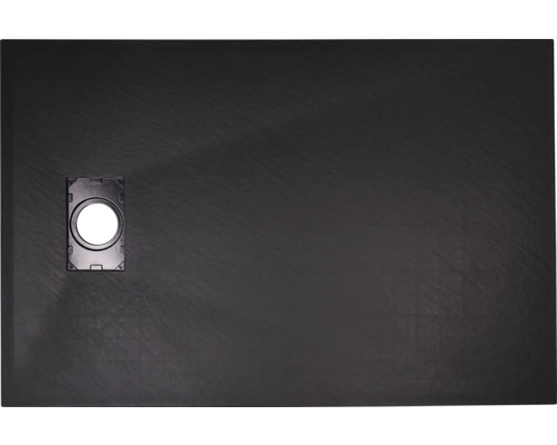 Schwarze Duschwanne mit Ablauf