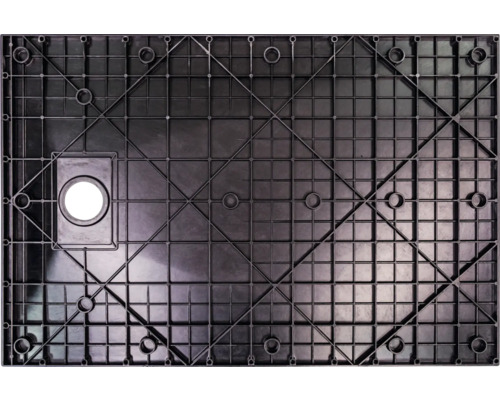 Rückseite einer Duschwanne mit quadratischem Gittermuster