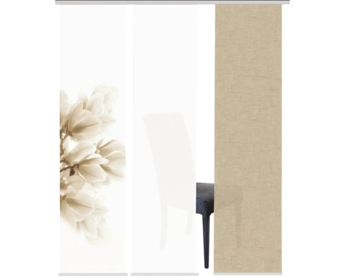Schiebegardine mit Blumenmuster und unifarbenem Design für Fensterdekoration