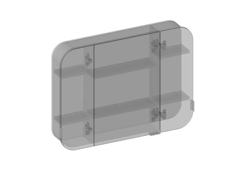 Transparenter Bad Spiegelschrank mit Regalen und Türen
