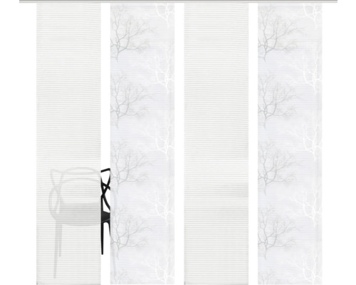 Schiebegardine mit Baumdesign und transparenten Streifen