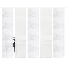 Fünf Paneele einer Schiebegardine mit Baumdesign und Falten