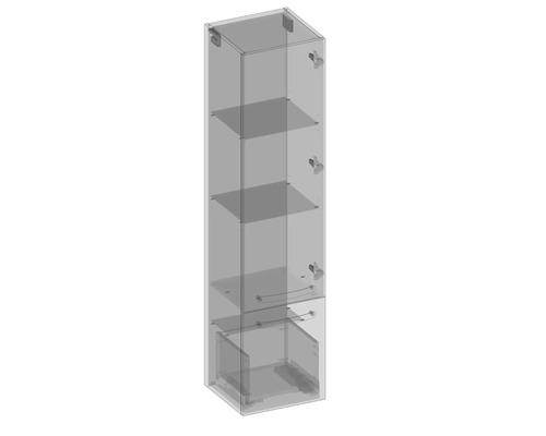 Hochschrank mit drei Regalböden und einer Schublade