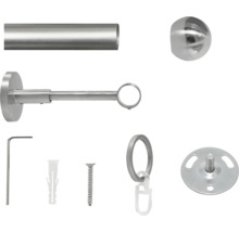 Gardinenstangenset mit Stange, Träger, Endstück, Ringe, Schrauben, Dübel und Inbusschlüssel