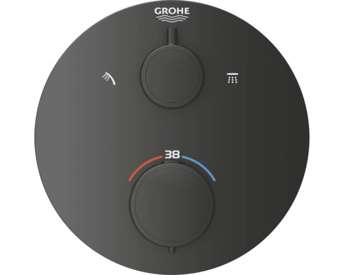 Grohe Logo Duscharmatur mit zwei Drehknöpfen zur Steuerung von Wassermenge und Temperatur