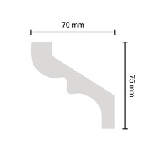Profilleiste mit den Maßen 70 mm mal 75 mm