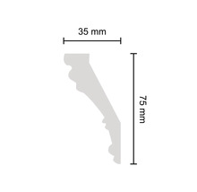 Abmessungen einer Zierleiste: 35 mm breit und 75 mm hoch