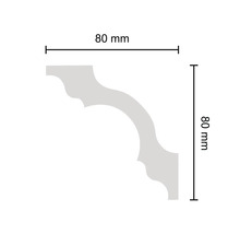 Eckelement mit den Maßen 80 mal 80 Millimeter