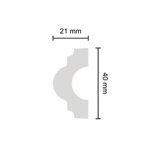 Profilleiste Querschnitt mit Maßangaben 21 mm und 40 mm