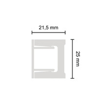 Aluminiumprofil mit den Maßen 21,5 mm x 25 mm.