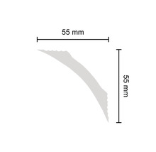Technische Zeichnung einer Zierleiste mit den Maßen 55 mm x 55 mm.