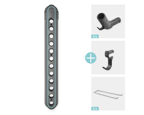 Werkzeugleiste mit Aufhängern und Haltern zur Werkzeugaufbewahrung