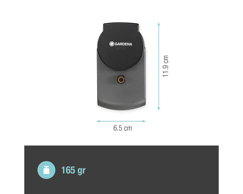 Gardena smart Sensor mit den Maßen 11,9 cm Höhe und 6,5 cm Breite
