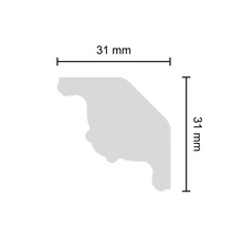 Abmessungen einer Zierleiste: 31 x 31 Millimeter