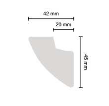 Profilleiste mit den Maßen 42 mm Breite und 45 mm Höhe