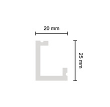 Aluminiumprofil mit den Maßen 20 mm x 25 mm.