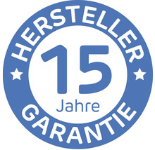 Herstellergarantie von 15 Jahren