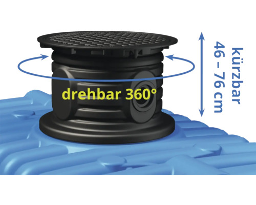 Drehbarer und kürzbarer Schachtaufsatz von 46 bis 76 cm