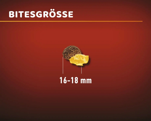 Futterstückchengröße 16 bis 18 Millimeter