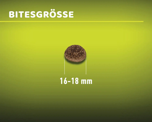 Illustration der Krokettengröße für Tiernahrung mit einer Größe von 16 bis 18 Millimetern