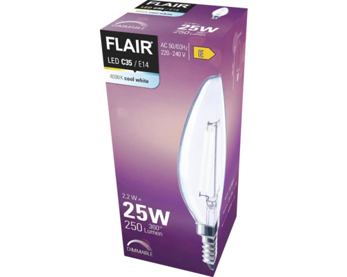 FLAIR LED Leuchtmittel C35/E14, 2,2 Watt, 250 Lumen