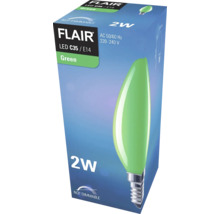 Flair LED Lampe C35 E14, Leuchtmittel in Grün, 2 Watt