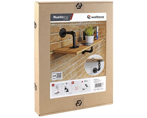Verpackung einer Wandkonsole im Industrial Design mit Regalbrett