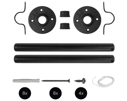 Regalbödenhalterung aus Metall mit Schrauben und Dübeln