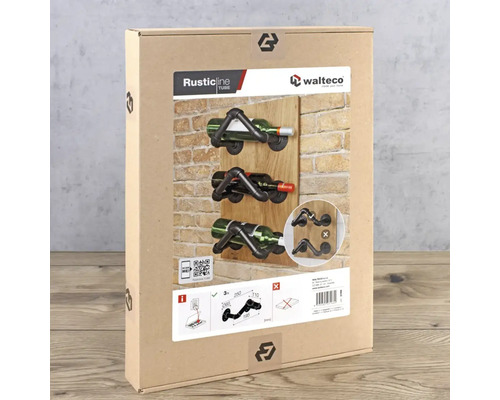 Verpackung einer Weinregalhalterung zur Wandmontage im Industrial Design