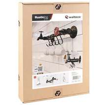 Verpackung einer Wandgarderobe im Industrie-Stil mit Wasserhahn-Design inklusive Haken