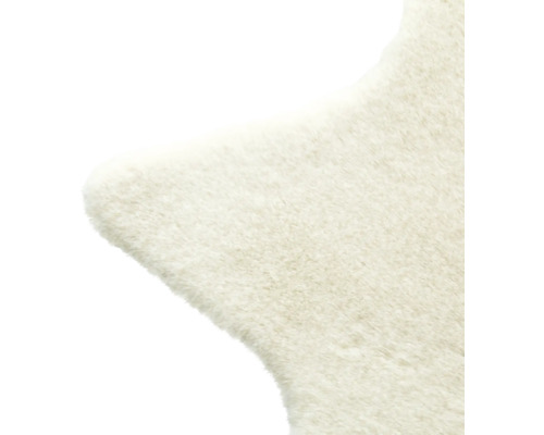 Detailansicht eines Teppichs mit Fellstruktur.