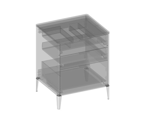 Waschtischunterschrank mit drei Schubladen und Füßen