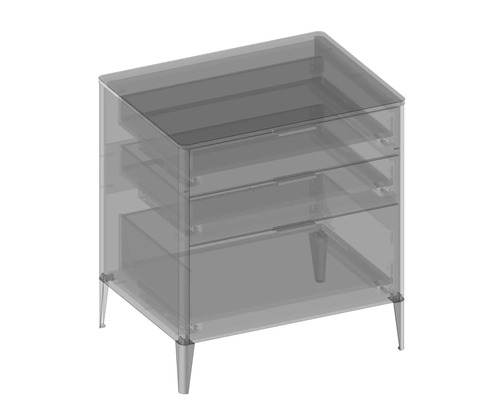 Waschbeckenunterschrank mit drei Schubladen und Füßen