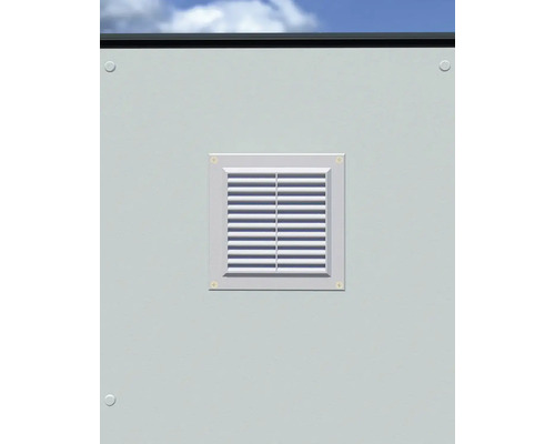 Quadratische Wetterschutzgitter an einer Wand