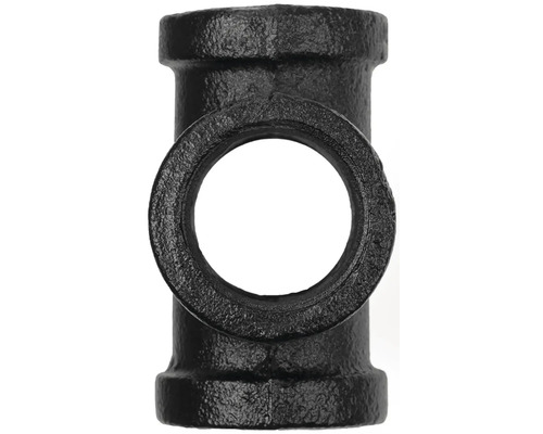 Schwarzes T-Stück aus Temperguss für Rohrverbindungen