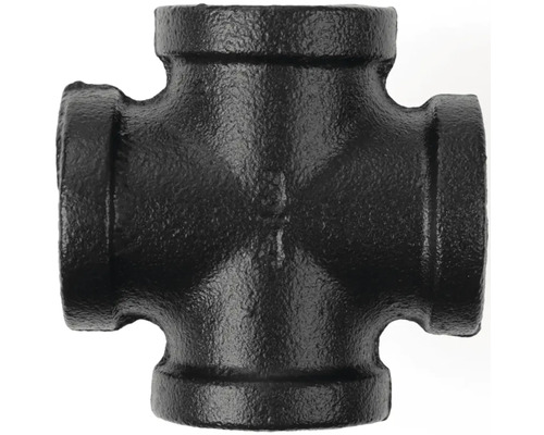 Schwarzes Temperguss-Kreuzstück für Rohrverbindungen