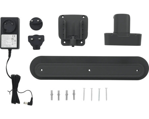 Zubehör für Staubsauger, inklusive Ladegerät, Adapter, Wandhalterung und Schrauben