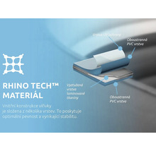 Rhino Tech Material für Whirlpools: Mehrschichtiger Aufbau mit UV-Schutz und PVC-Schicht für optimale Festigkeit und Stabilität
