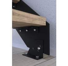 Pertura Wangentreppe Libra Eiche rustikal ohne Setzstufen Pulverbeschichtet Seitenwange Schwarz gerade 85 cm 10 Stufen / 11 Steigungen Stabgeländer