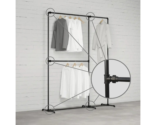 Kleiderständer mit zwei Ebenen und Rohrdesign